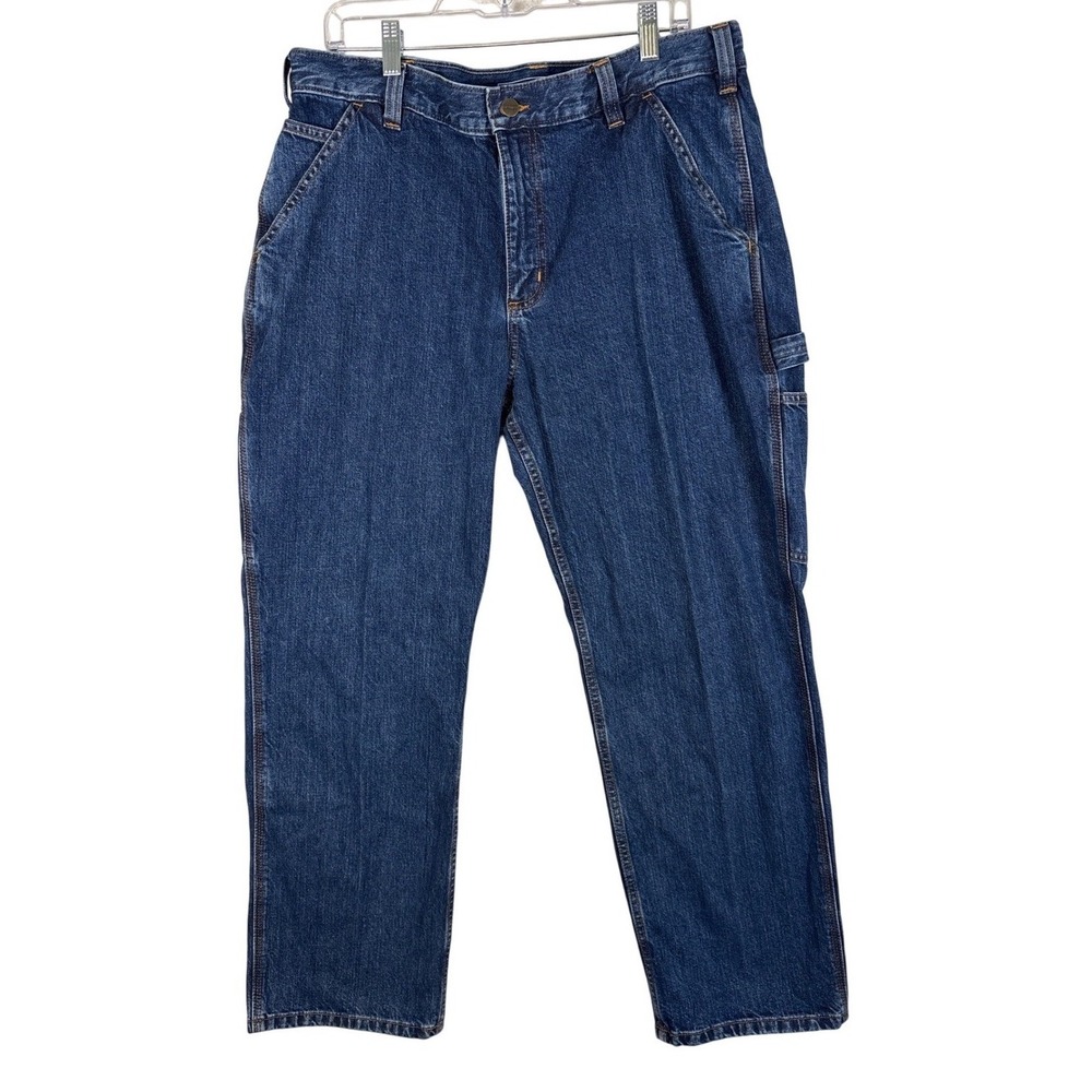 Carhartt Loose Fit Carpenter Jeans Mens 36x30 Dark Wash Blue Denim BD4941-M